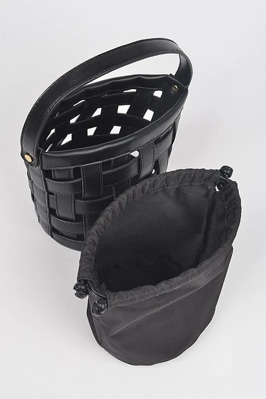 2 in 1 Open Weaved Bucket Swing Bag