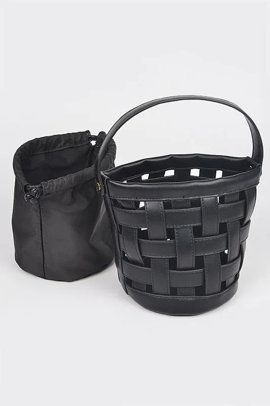 2 in 1 Open Weaved Bucket Swing Bag
