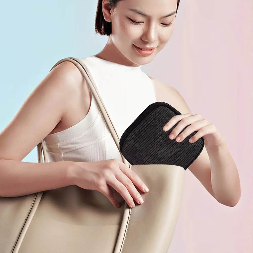 2Pcs Makeup Bag for Women, Large Corduroy Cosmetic Bag Capacity Travel Toiletry Bag Mini Makeup Pouch for Purse Small Makeup Organizer Bag Cute Makeup Brushes Storage Bag (Large Mini Black)