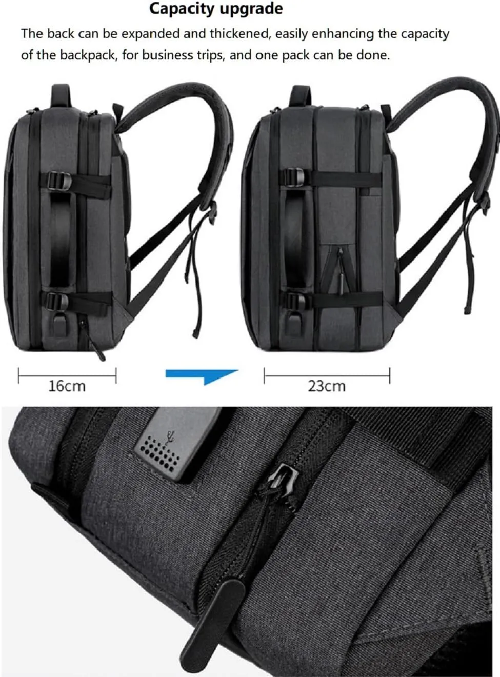 36-55L Travel Backpack for PS5 Pro/PS5/PS5 Slim/PS Portal, Large Capacity Carrying Case Expandable Laptop Waterproof Storage Bag With USB Connector for PS5 Pro/PS5/PS5 Slim Accessories Black Leather