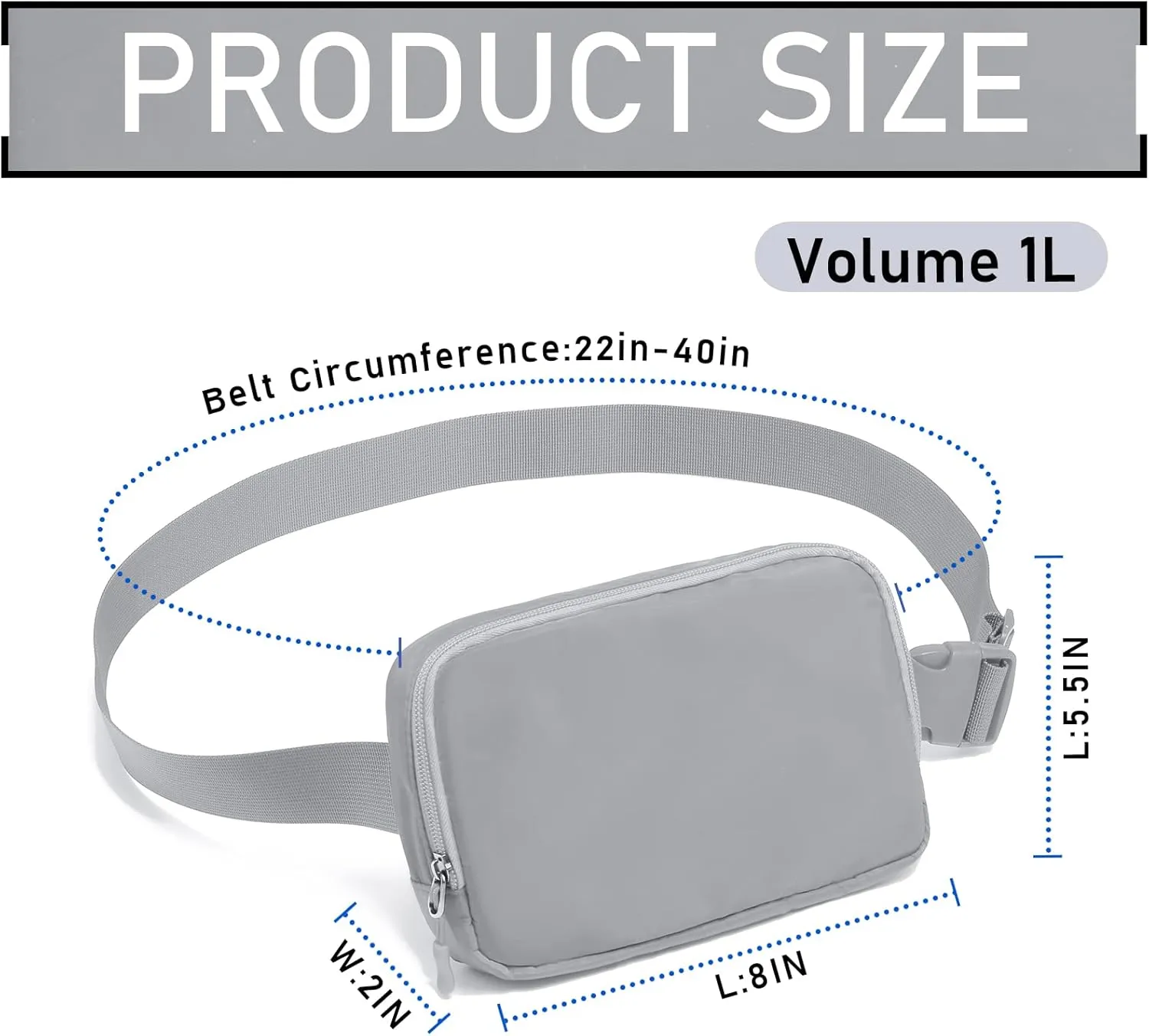 Amazerbst Belt Bag, Fanny Pack, Everywhere Belt Bag,40 Inch Adjustable Strap,for Women and Men,Waterproof