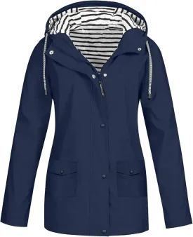 Aniywn Portable Raincoat for Women Wind and Water Resistant Hiking Jacket Lightweight Active Outdoor Hooded Raincoat