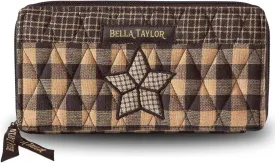 Bella Taylor Slim Card Wallet for Women | Quilted Cotton Fabric Zip Around Credit Card Wallet with RFID Protection | Farmhouse Star