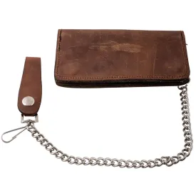 Bi-fold WAC6CC2CH  6 1/ 2 Inch Crazy Horse Brown Leather Credit Card Biker Wallet