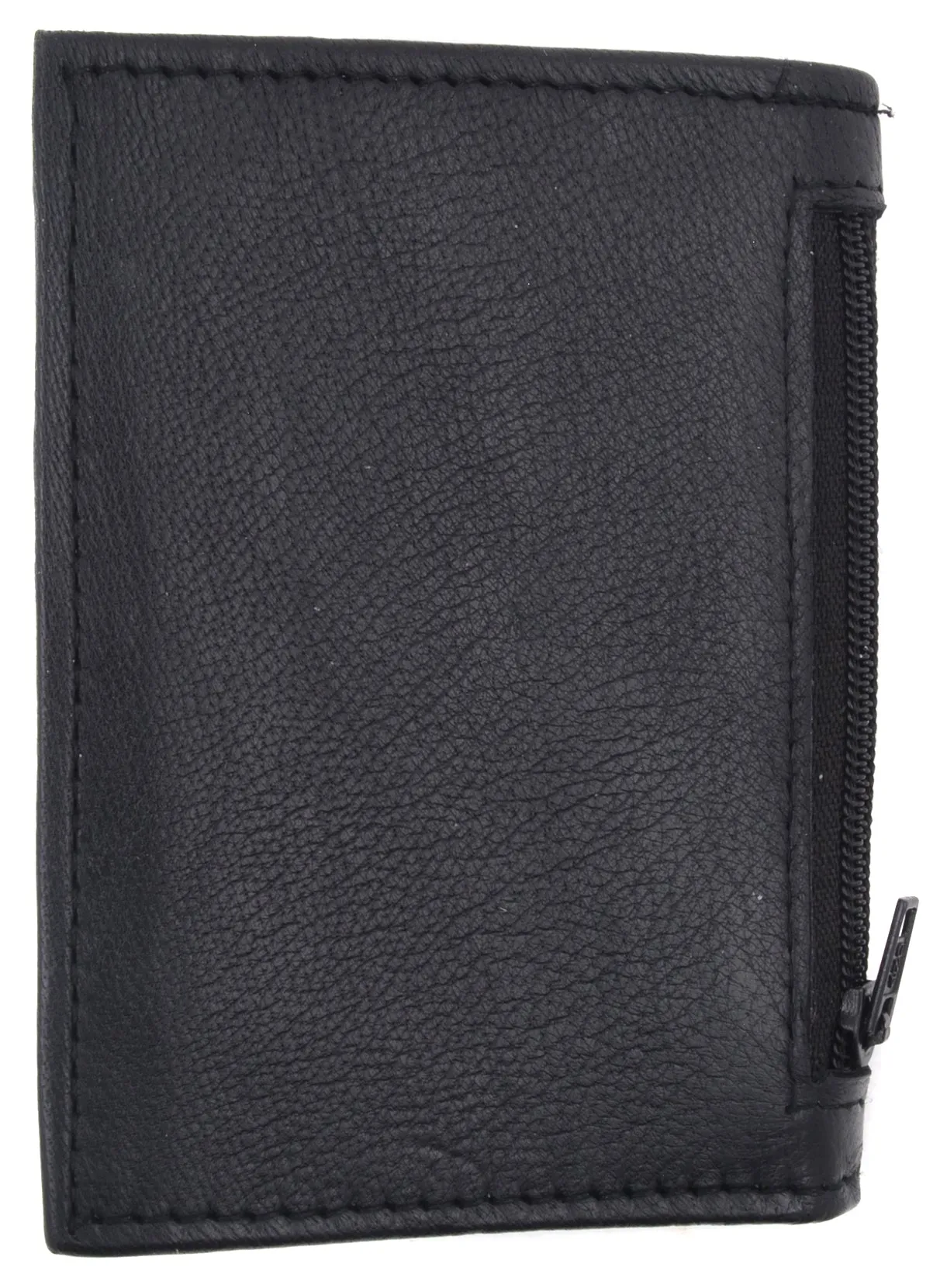 Bifold Lamb Leather Credit Card Holder Wallet with Outside ID Window & Zippered Pocket 76