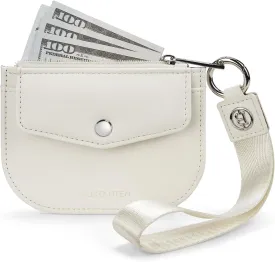 BOSTANTEN Small Wallet for Women RFID Slim Leather Card Holder Wristlet Wallet With Zipper Pocket White