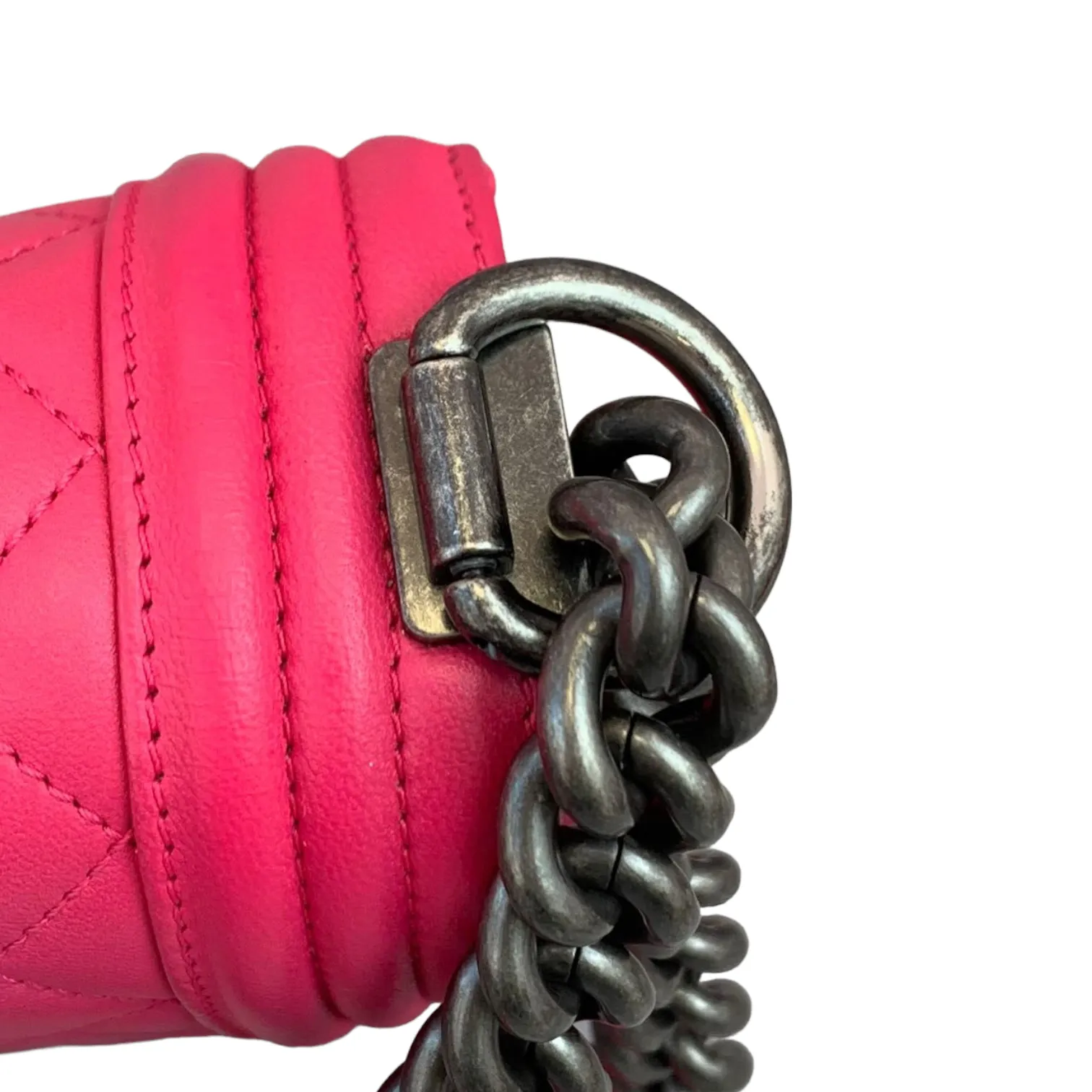 Boy Old Medium Lambskin Pink RHW