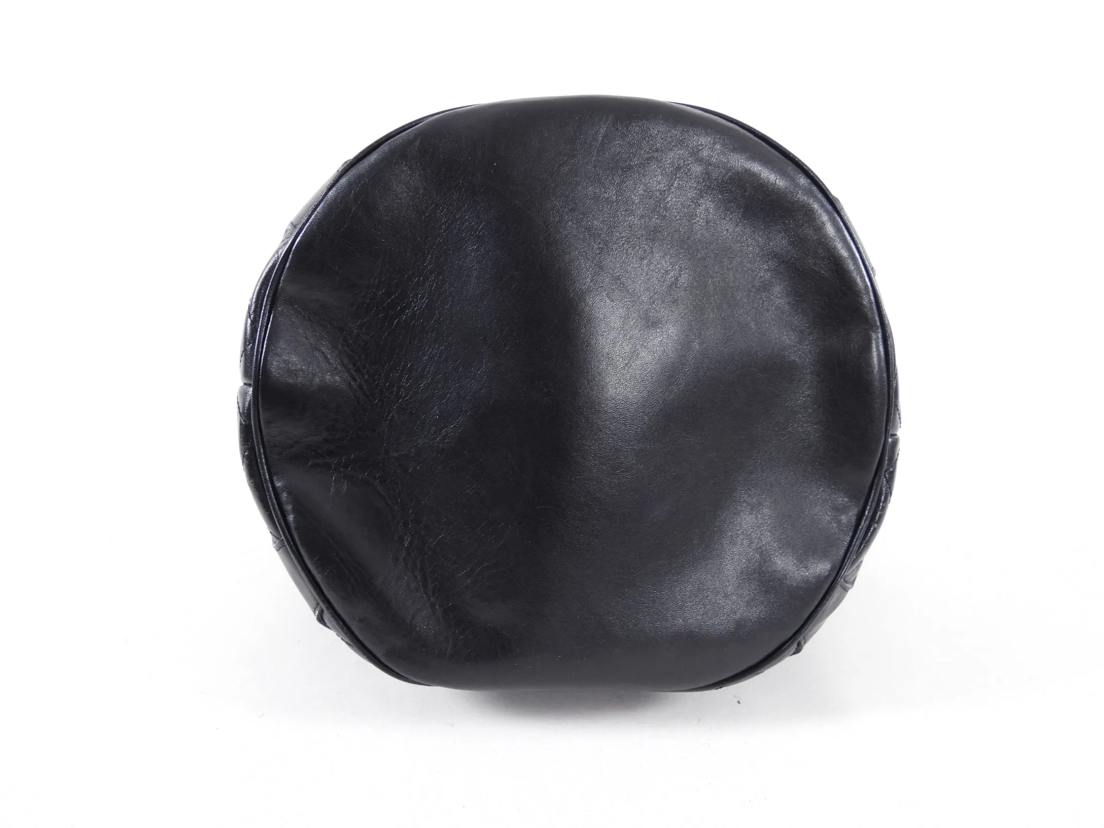Burberry Black Leather Quilt Drawstring Chain Bucket Bag