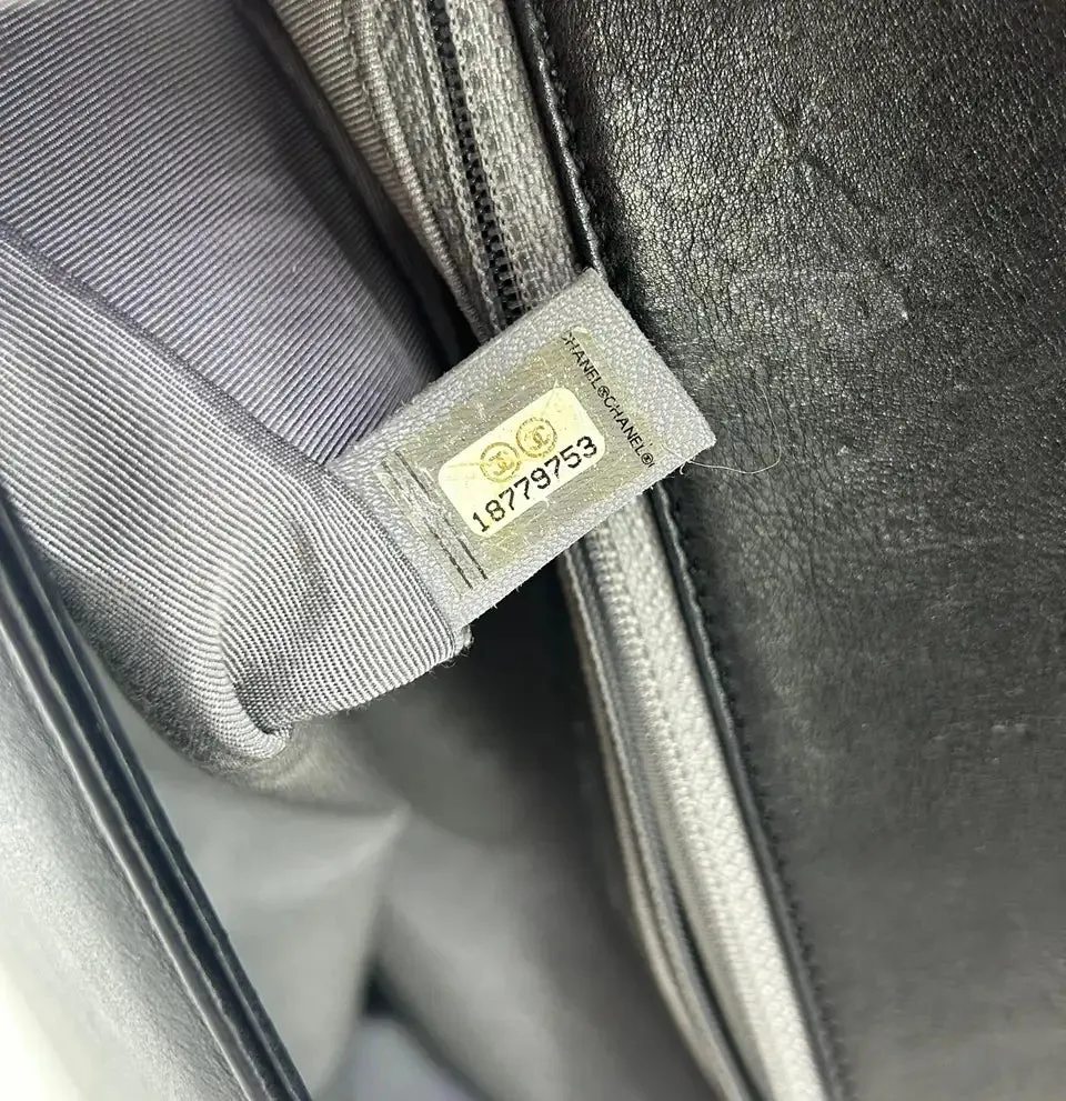 Chanel Black Lambskin Quilted Medium Boy Bag
