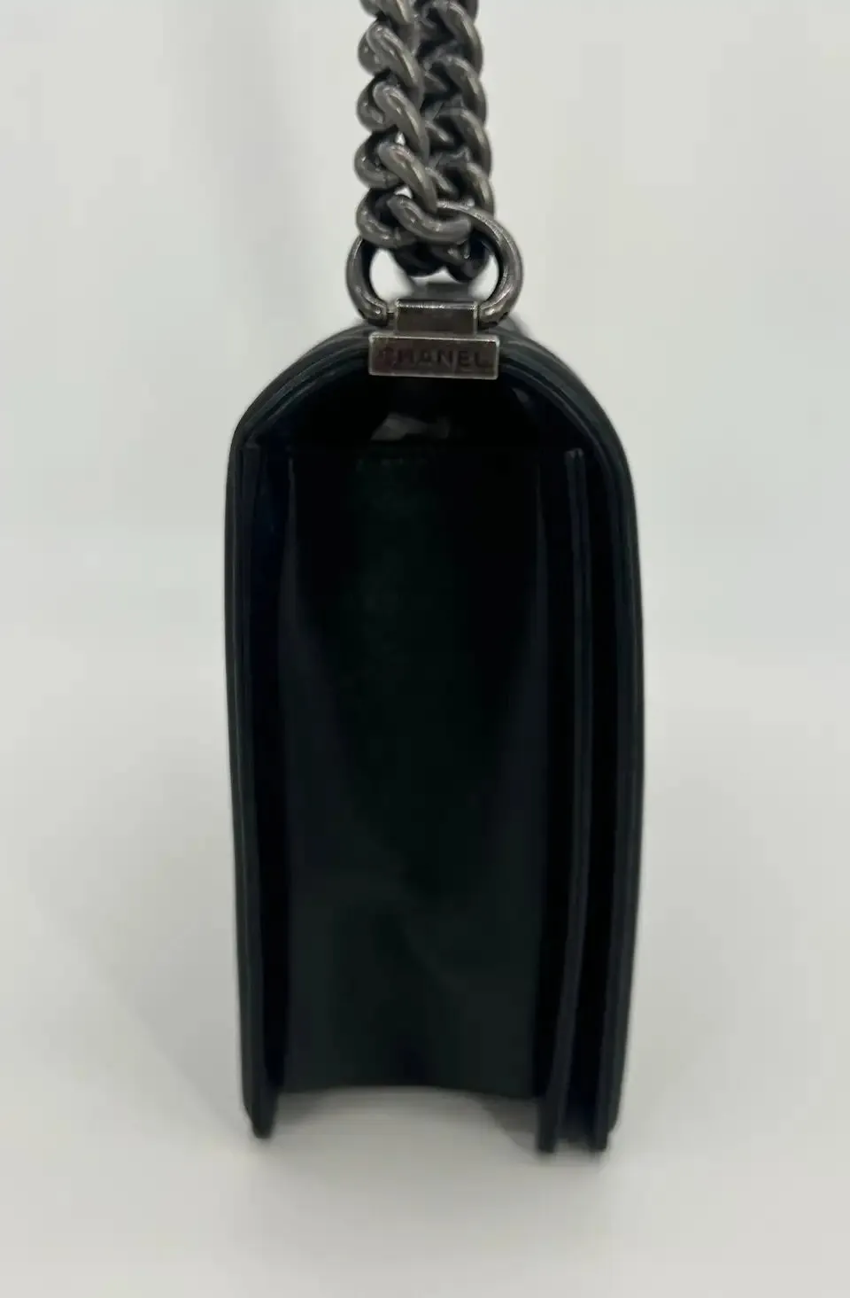 Chanel Black Lambskin Quilted Medium Boy Bag
