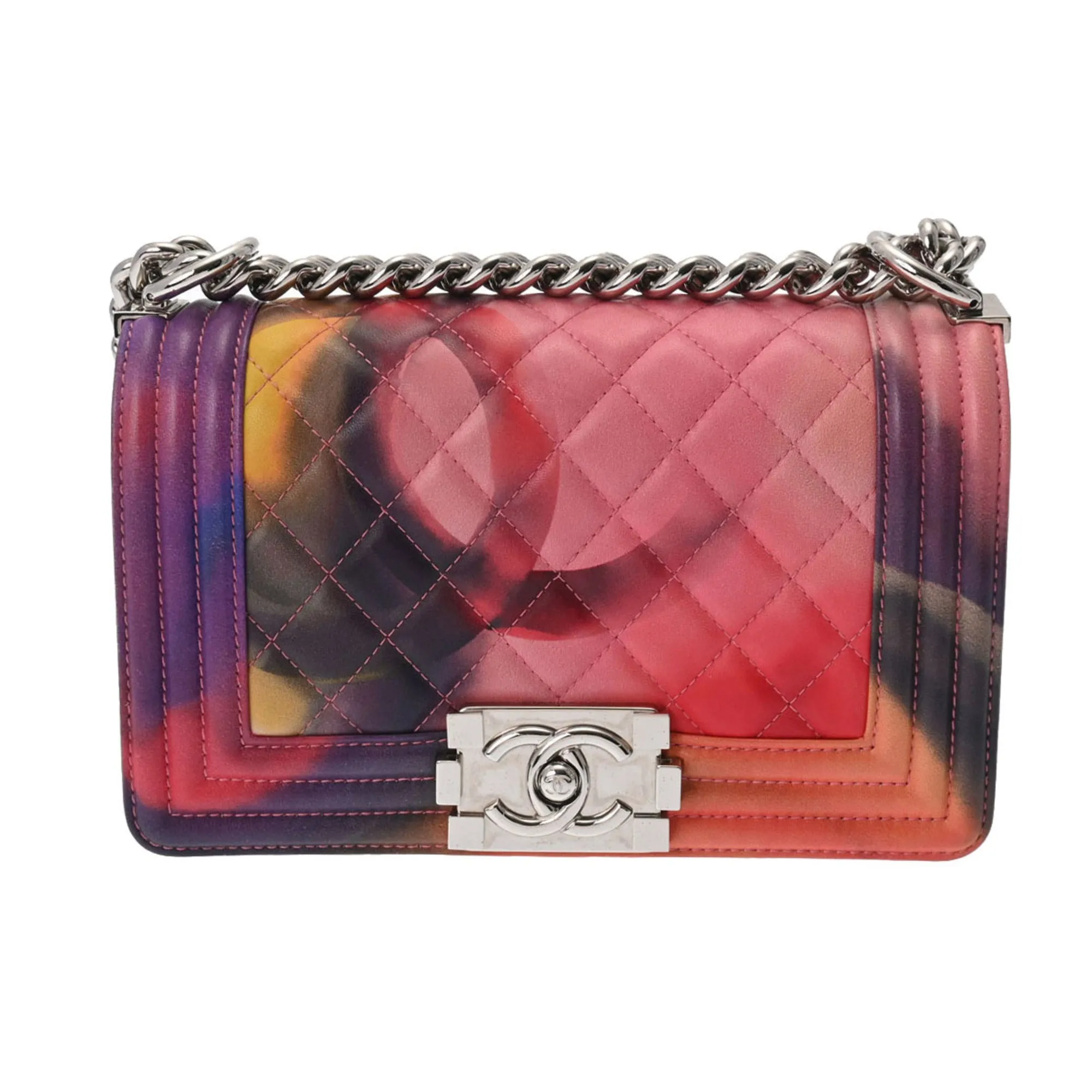 Chanel Boy  Chain Shoulder Marble Ladies Lambskin Bag
