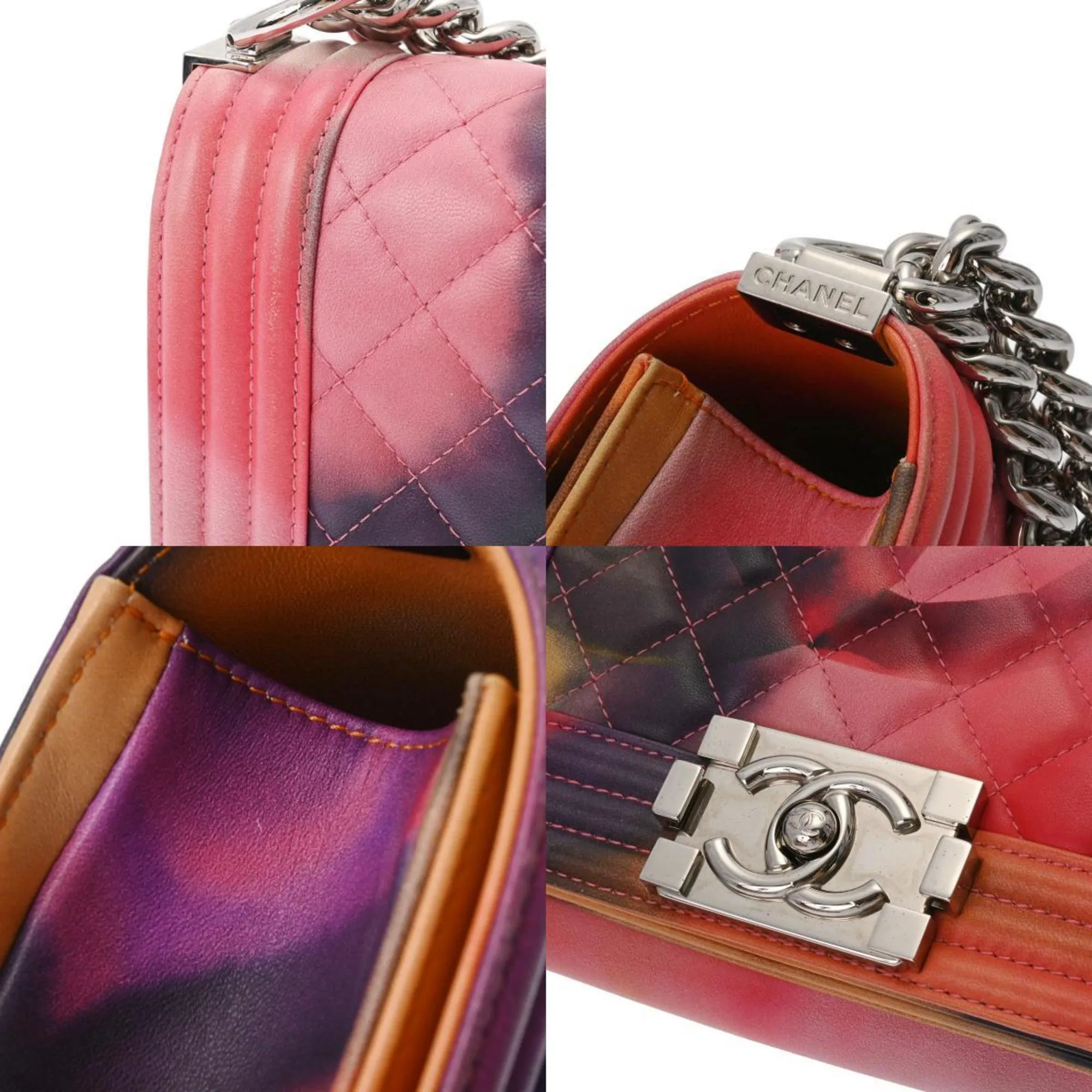 Chanel Boy  Chain Shoulder Marble Ladies Lambskin Bag