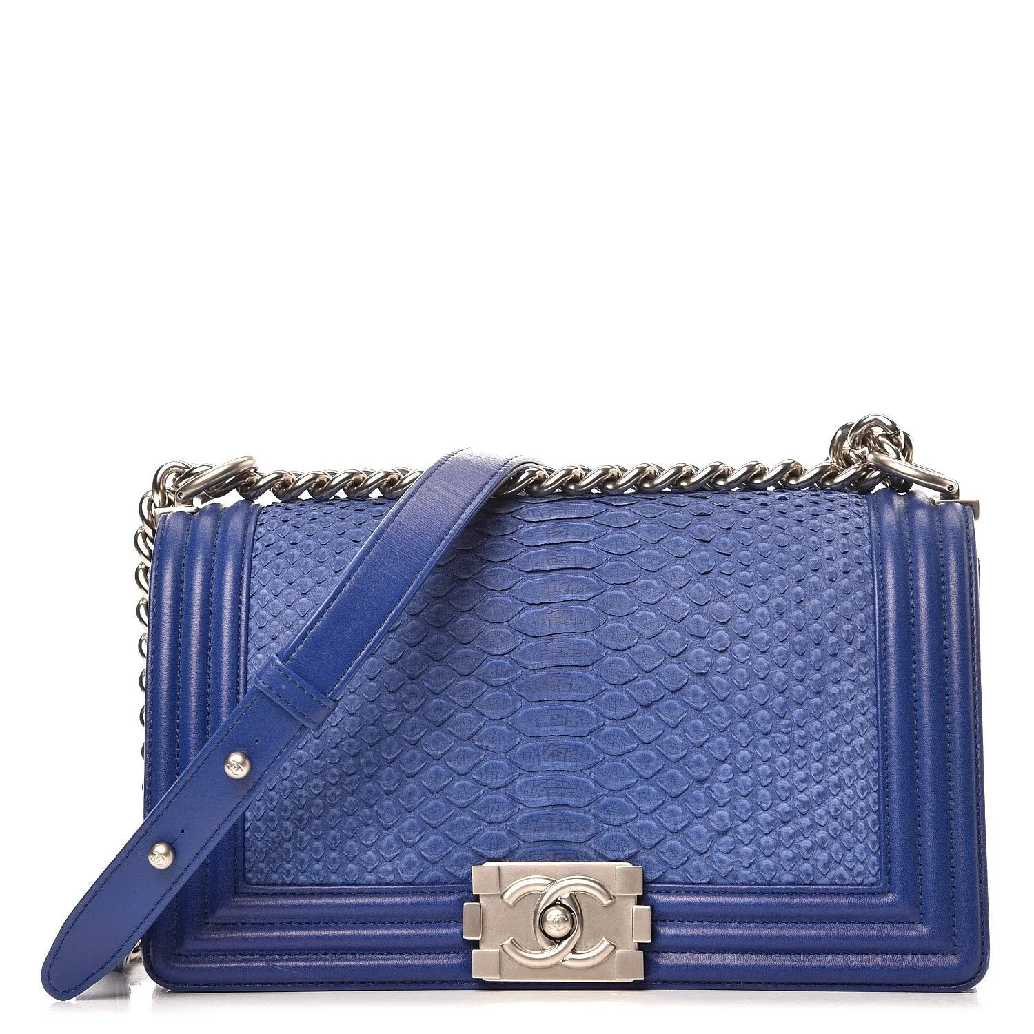 CHANEL MATTE MEDIUM PYTHON BOY FLAP BAG