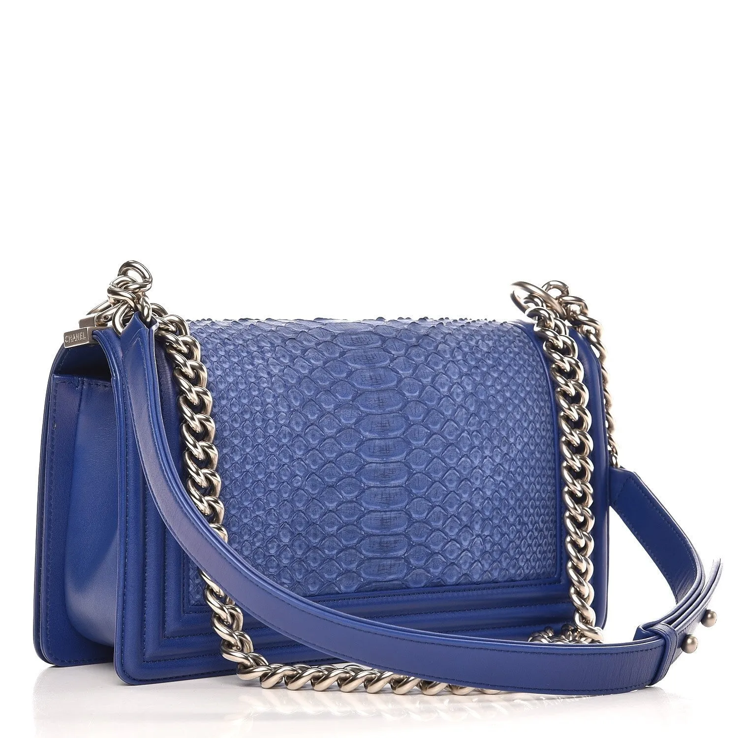 CHANEL MATTE MEDIUM PYTHON BOY FLAP BAG