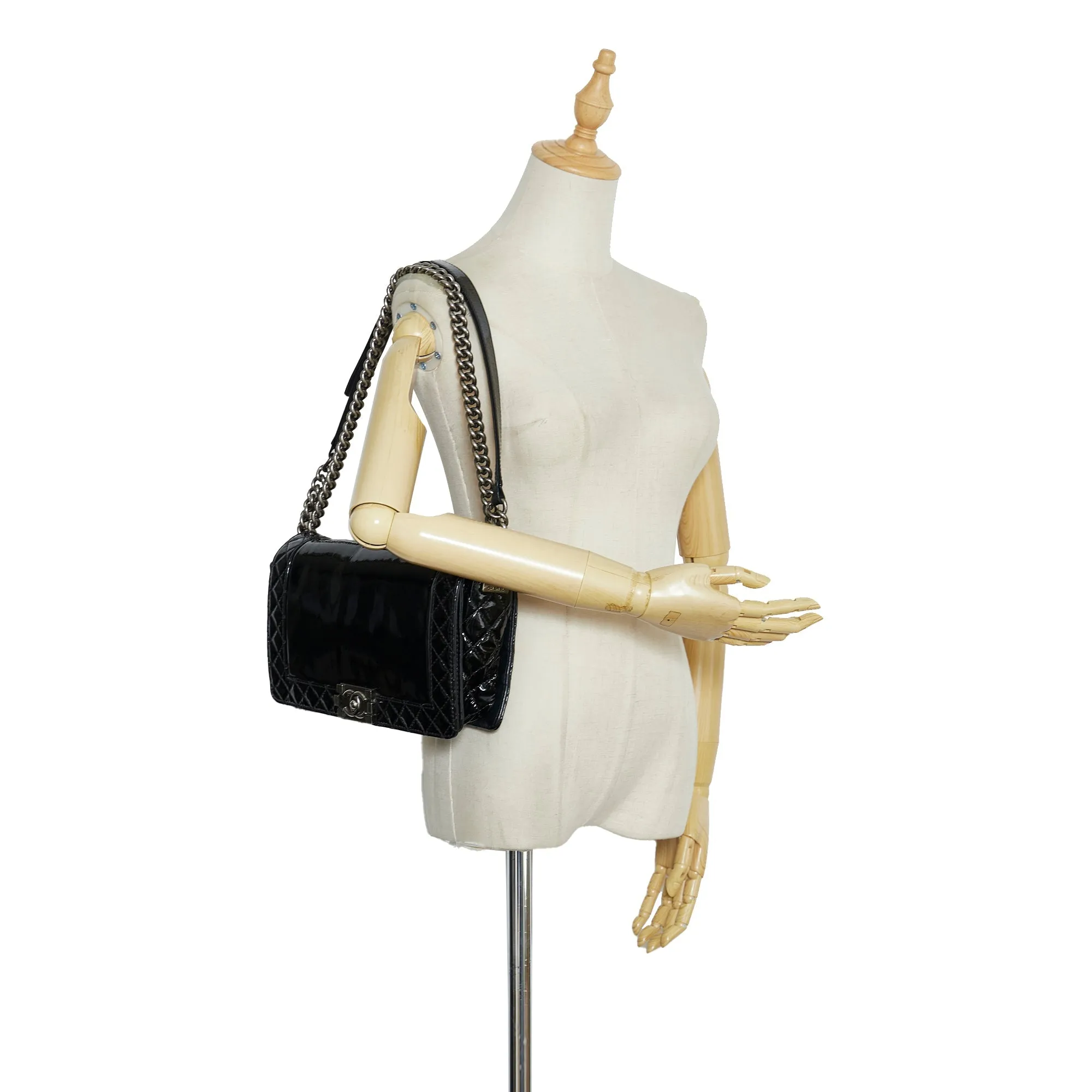 CHANEL Medium Patent Reverso Boy Flap Crossbody Bag