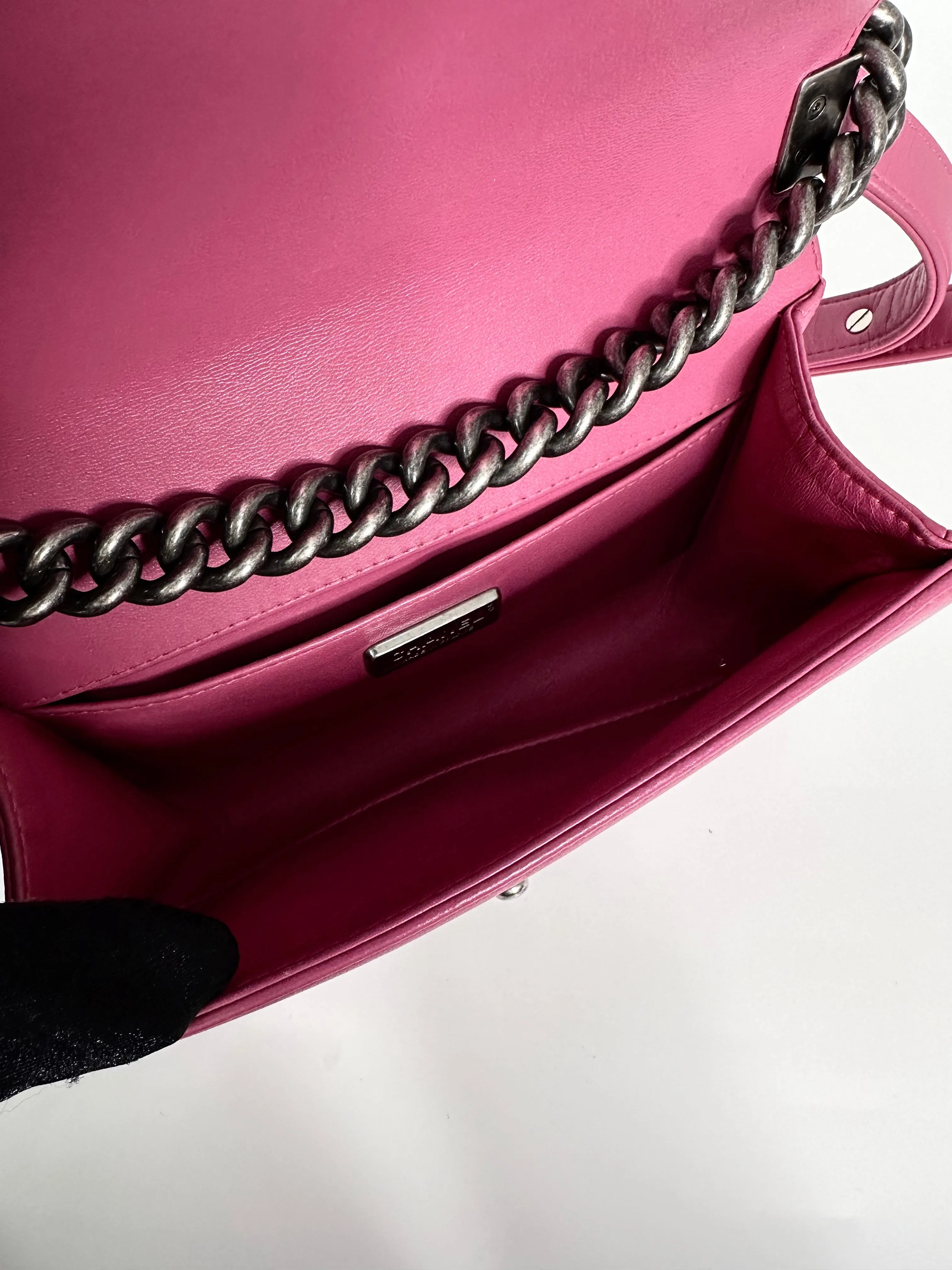 CHANEL Pink Leather Le Boy Bag