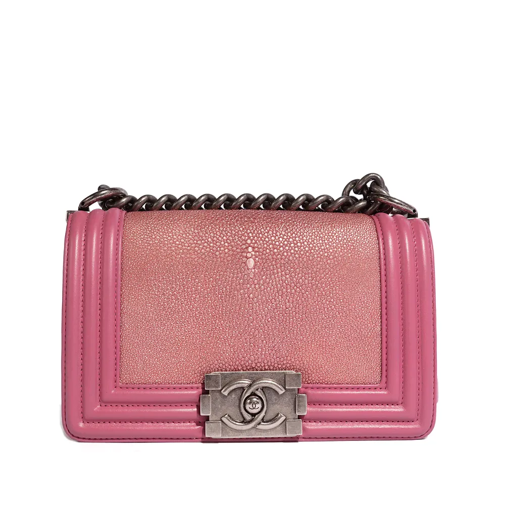 CHANEL Pink Leather Le Boy Bag