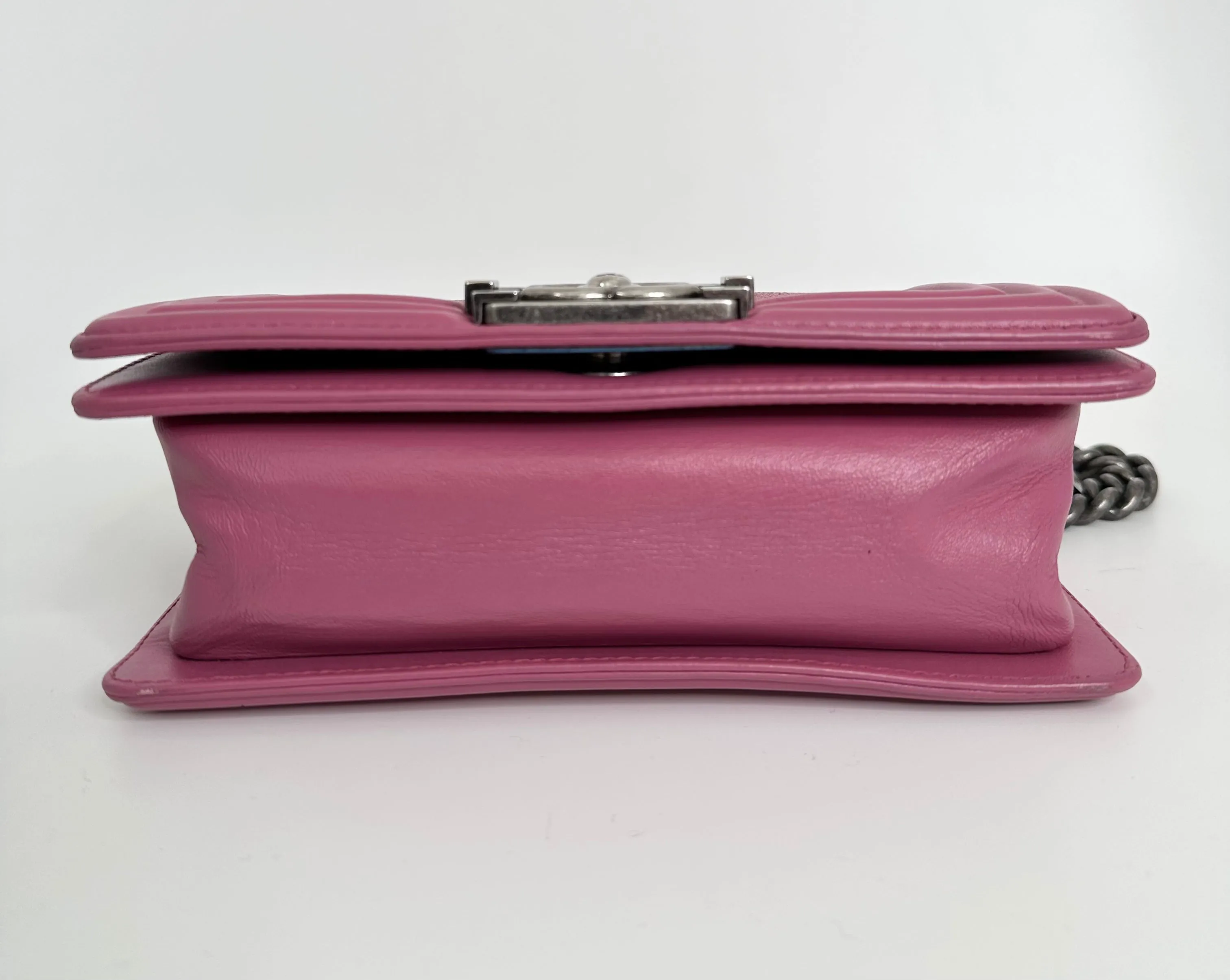 CHANEL Pink Leather Le Boy Bag