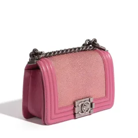 CHANEL Pink Leather Le Boy Bag