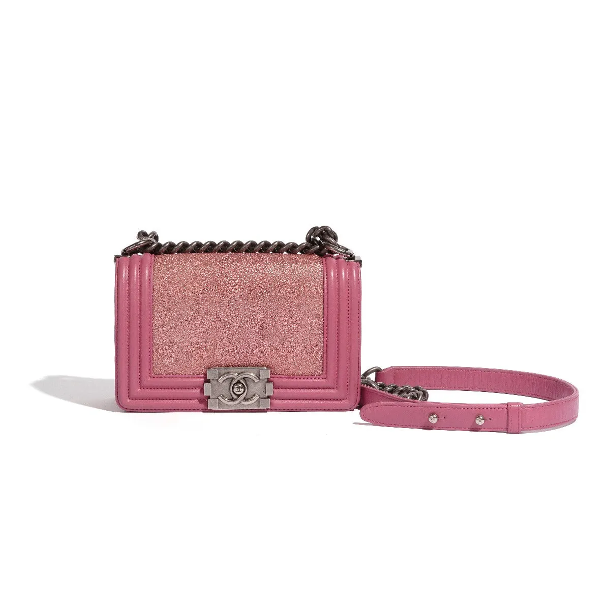CHANEL Pink Leather Le Boy Bag