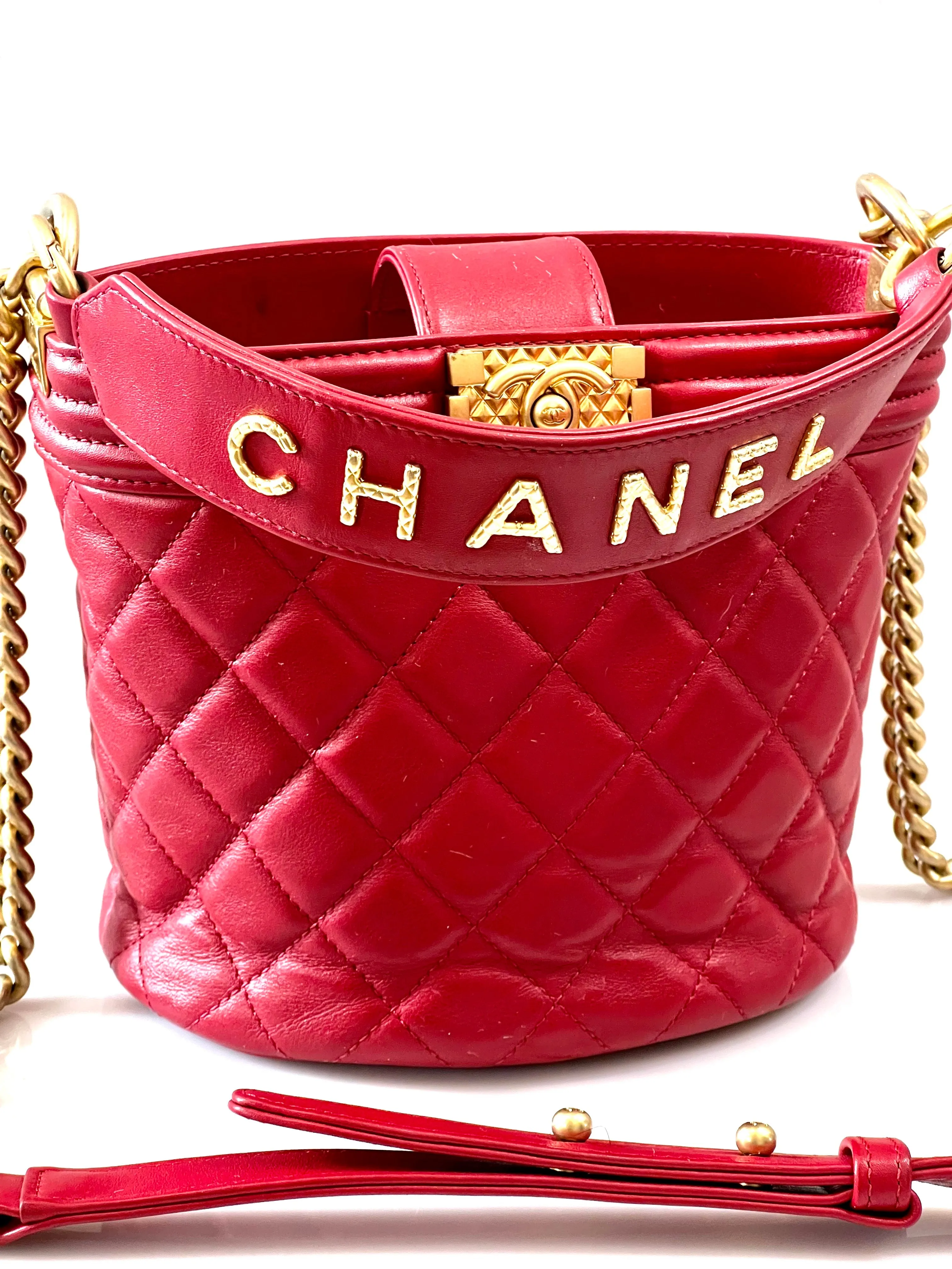 CHANEL QUILTED CALFSKIN LEATHER BOY BUCKET BAG