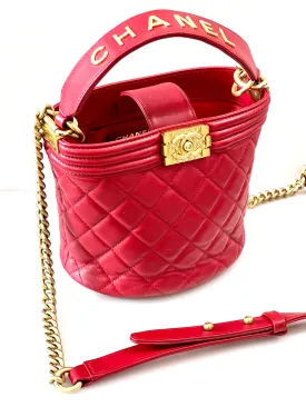 CHANEL QUILTED CALFSKIN LEATHER BOY BUCKET BAG