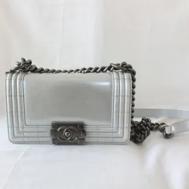 Chanel Silver Glazed Calfskin RHW Small Le Boy Bag