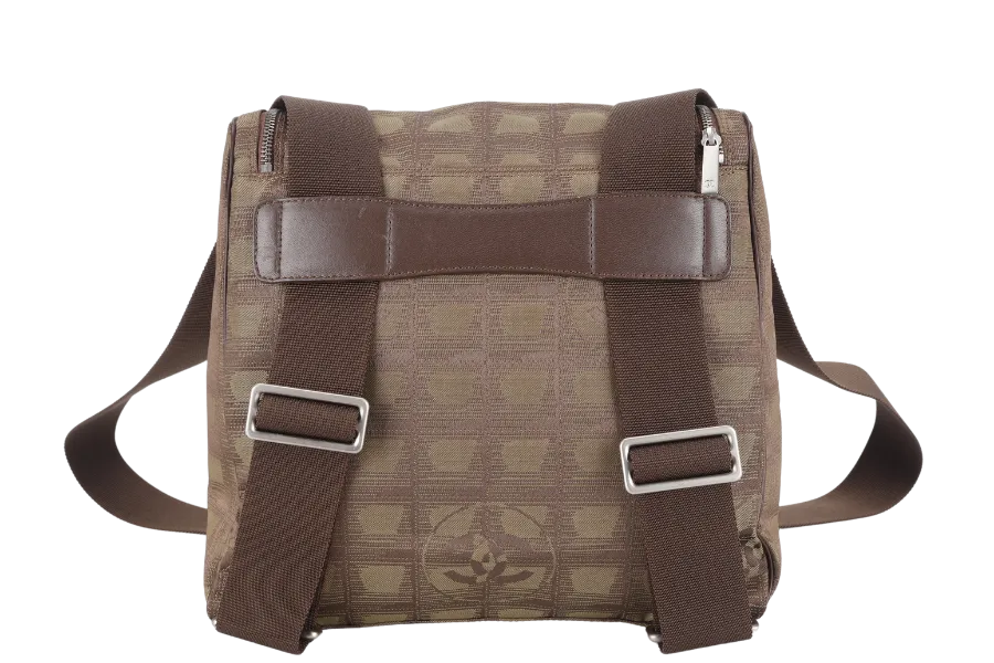 CHANEL SPORTS LINE BACKPACK (705xxxx) GREEN CANVAS SILVER HARDWARE WITH  AND DUST COVER