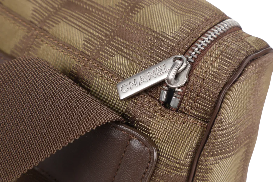 CHANEL SPORTS LINE BACKPACK (705xxxx) GREEN CANVAS SILVER HARDWARE WITH  AND DUST COVER