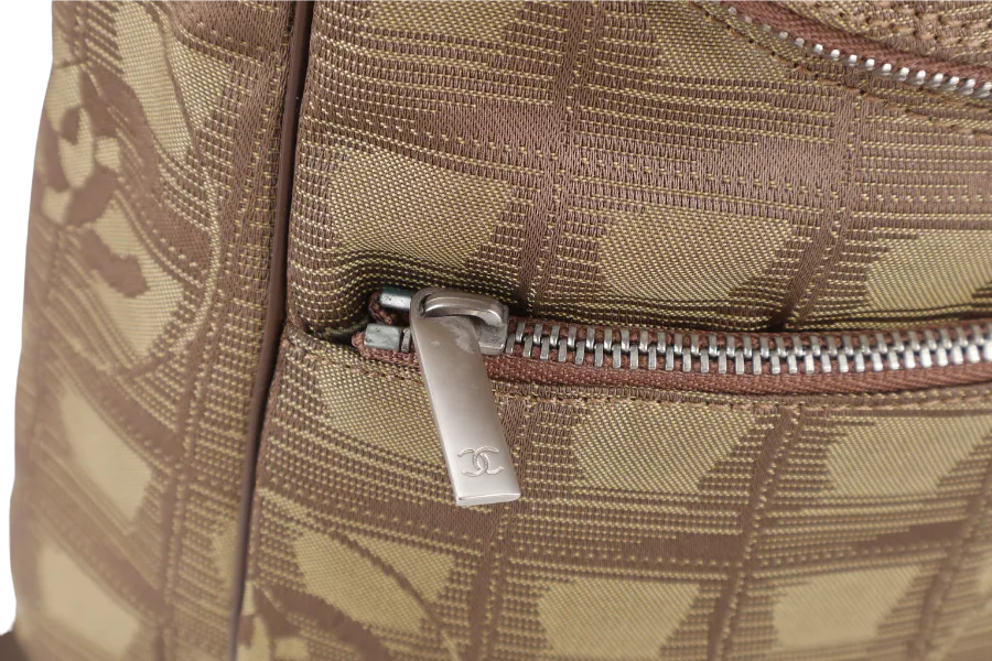 CHANEL SPORTS LINE BACKPACK (705xxxx) GREEN CANVAS SILVER HARDWARE WITH  AND DUST COVER
