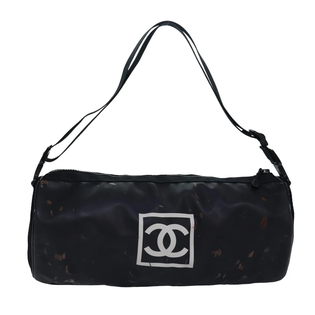CHANEL Sports Line Drum bag Shoulder Bag Vinyl Black CC Auth bs15851
