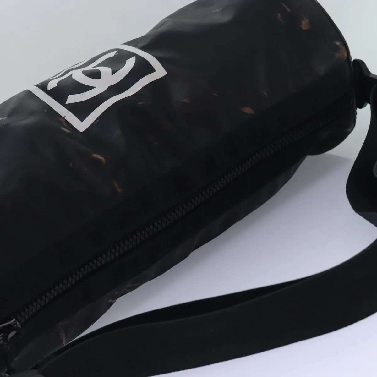 CHANEL Sports Line Drum bag Shoulder Bag Vinyl Black CC Auth bs15851