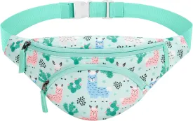 Choco Mocha Kids Fanny Pack for Girls, Toddler Belt Bag 2-4 4-6 Kid Waist Bag Outer for Little Girls age 6-9 8-12 Small Hip Pack (Blue Alpaca)