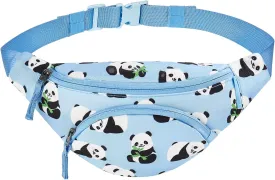 Choco Mocha Kids Fanny Pack for Girls, Toddler Belt Bag 2-4 4-6 Kid Waist Bag Outer for Little Girls age 6-9 8-12 Small Hip Pack (Blue Panda)