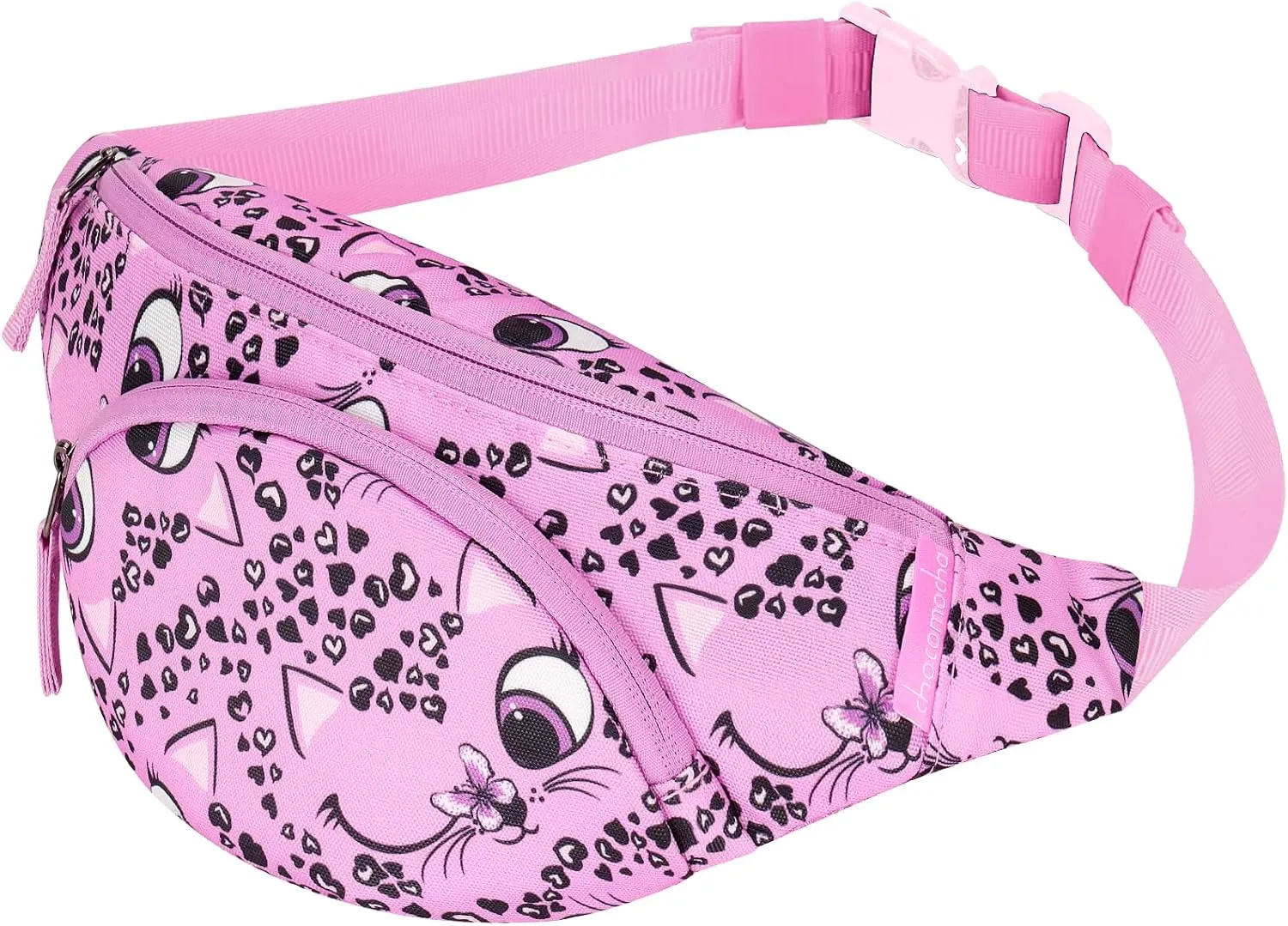 Choco Mocha Kids Fanny Pack for Girls, Toddler Belt Bag 2-4 4-6 Kid Waist Bag Outer for Little Girls age 6-9 8-12 Small Hip Pack (Cat-Pink)