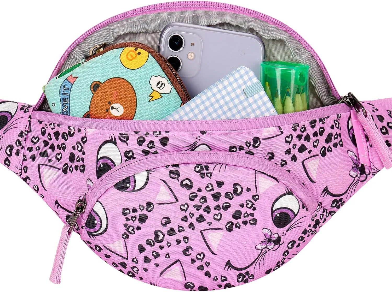 Choco Mocha Kids Fanny Pack for Girls, Toddler Belt Bag 2-4 4-6 Kid Waist Bag Outer for Little Girls age 6-9 8-12 Small Hip Pack (Cat-Pink)