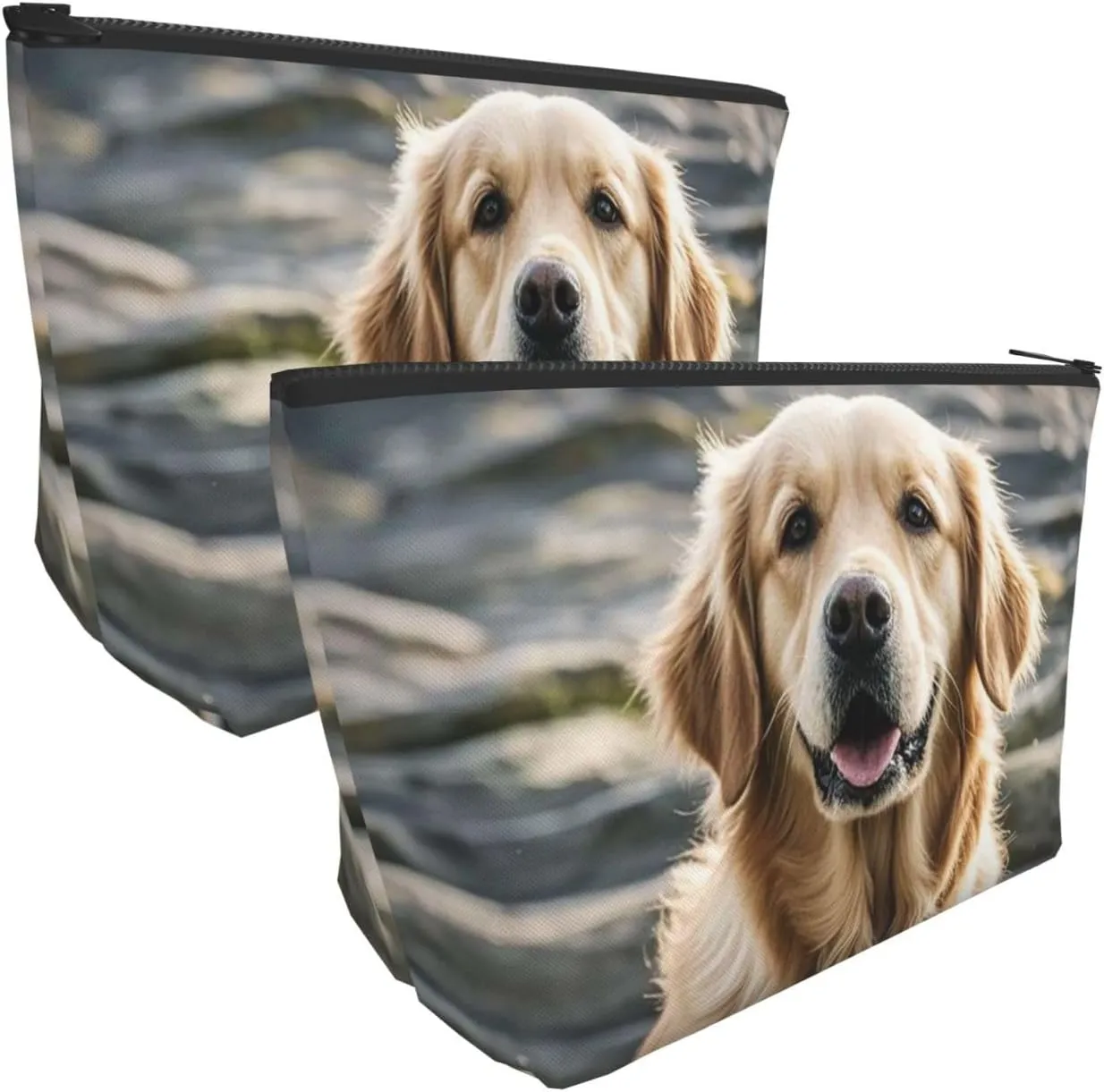 Cosmetic Bag Portable Makeup Bag golden retriever Toiletry Bag Large Capacity Zipper Pouch Waterproof Toiletry Pouch Makeup Organizer Case for Women Men