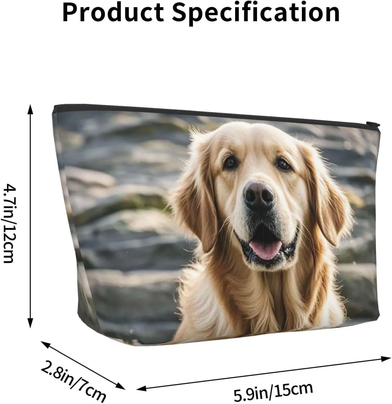 Cosmetic Bag Portable Makeup Bag golden retriever Toiletry Bag Large Capacity Zipper Pouch Waterproof Toiletry Pouch Makeup Organizer Case for Women Men