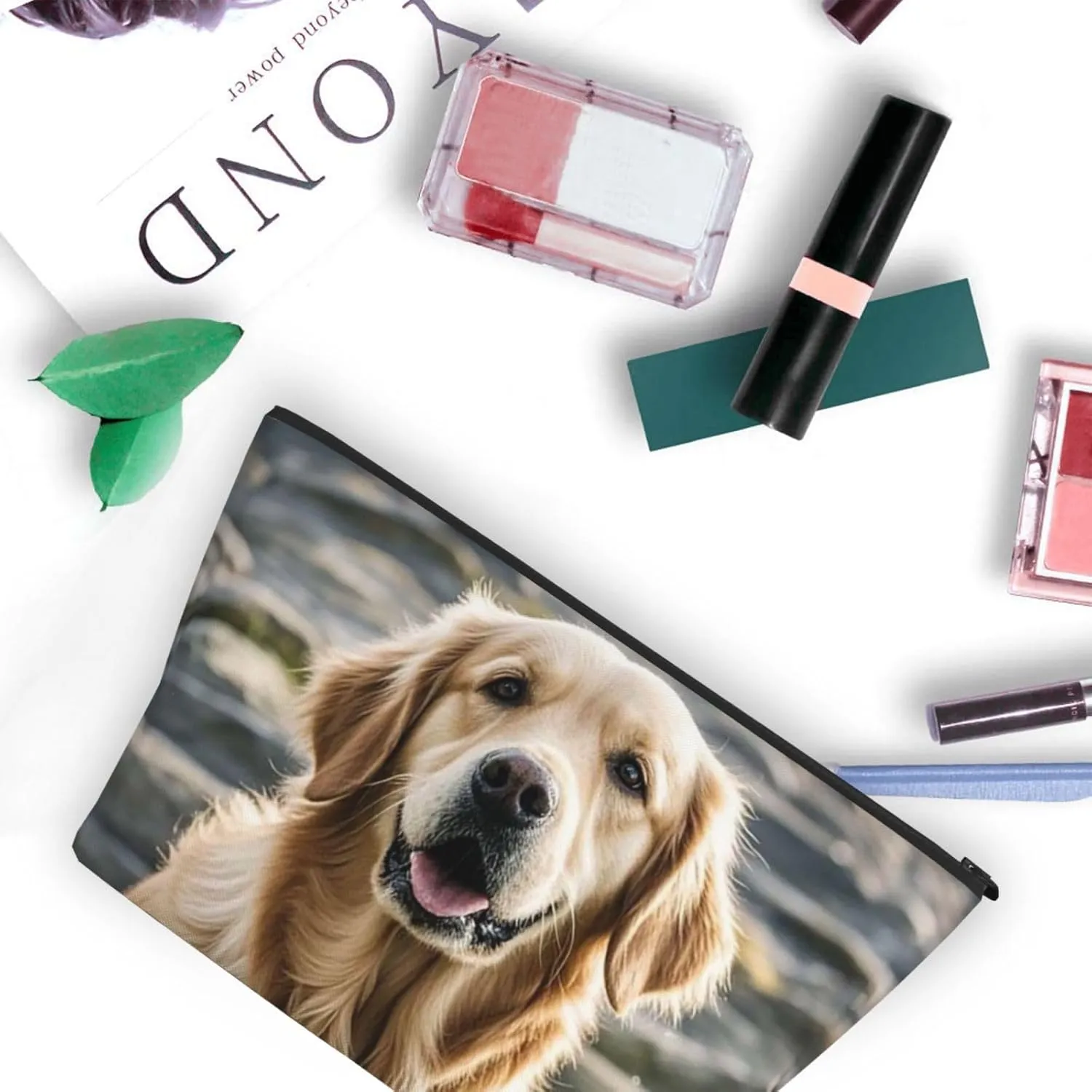 Cosmetic Bag Portable Makeup Bag golden retriever Toiletry Bag Large Capacity Zipper Pouch Waterproof Toiletry Pouch Makeup Organizer Case for Women Men