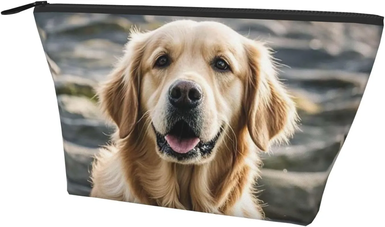 Cosmetic Bag Portable Makeup Bag golden retriever Toiletry Bag Large Capacity Zipper Pouch Waterproof Toiletry Pouch Makeup Organizer Case for Women Men