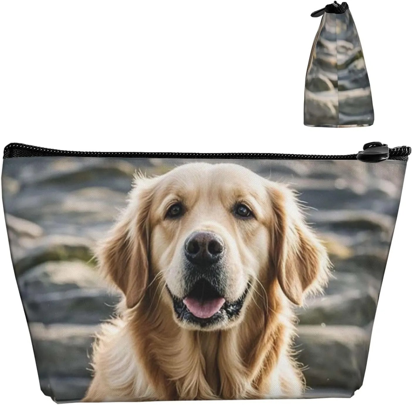 Cosmetic Bag Portable Makeup Bag golden retriever Toiletry Bag Large Capacity Zipper Pouch Waterproof Toiletry Pouch Makeup Organizer Case for Women Men