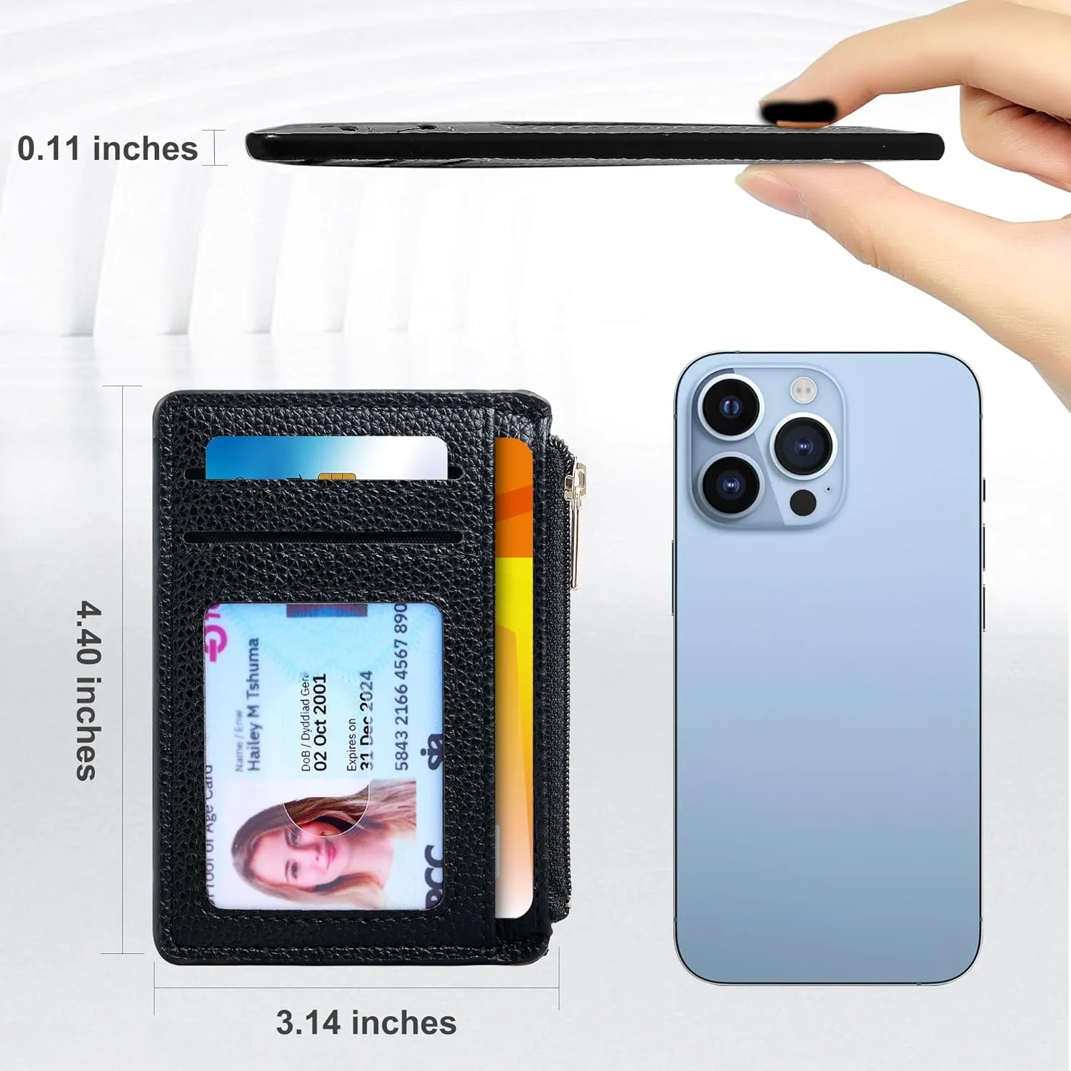 Credit Card Holder for Women Slim Minimalist Front Pocket RFID Blocking Wallet Small Compact Card Case with ID Window
