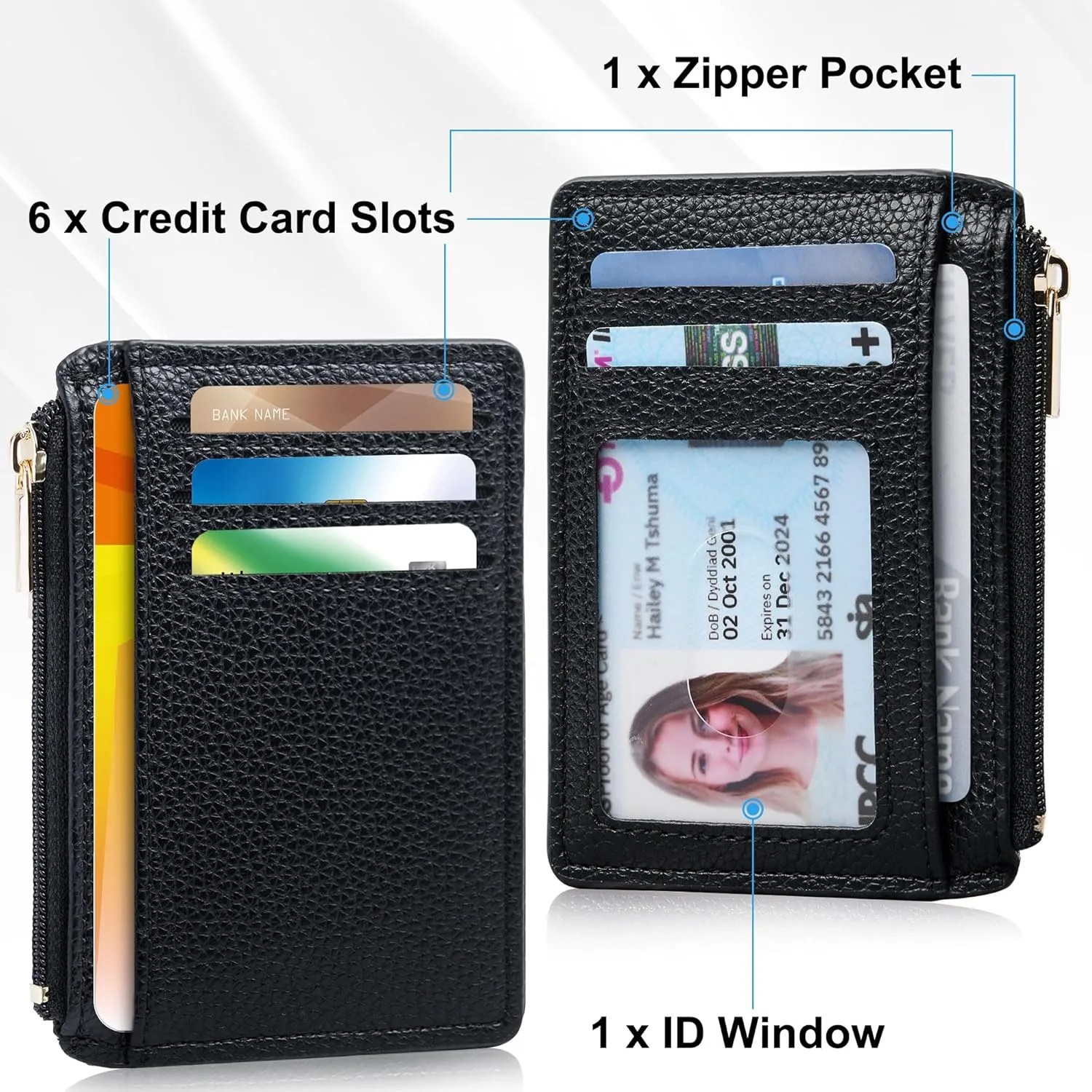 Credit Card Holder for Women Slim Minimalist Front Pocket RFID Blocking Wallet Small Compact Card Case with ID Window