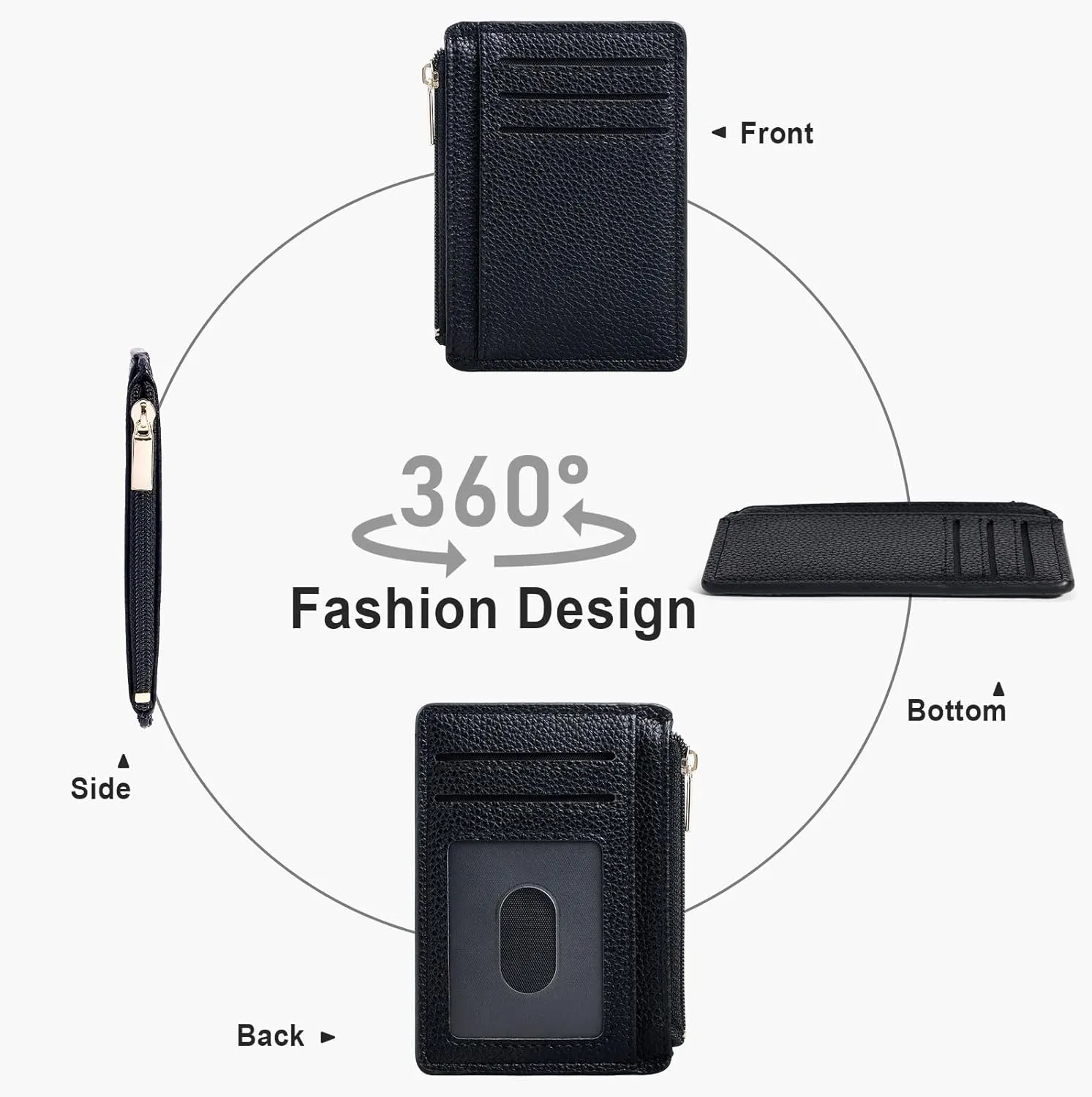 Credit Card Holder for Women Slim Minimalist Front Pocket RFID Blocking Wallet Small Compact Card Case with ID Window