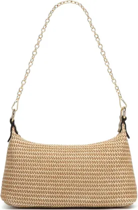 CROJUYI Straw Shoulder Bag for Women Soft Small Woven Shoulder Purse Handbag,Beach Tote Straw Bag for Summer