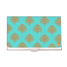 Designer Visiting Card Holder Nutcase -Mint & Orange Damask