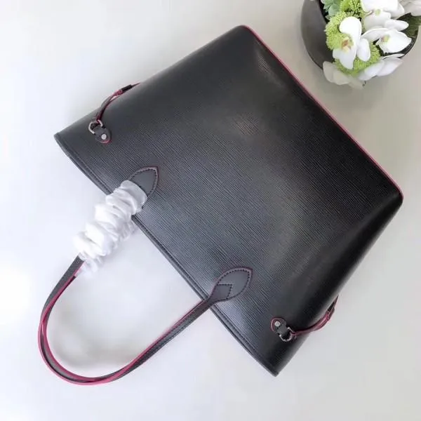 Epi Leather Neverfull Mm Bag Noir/rosy 2018 Collection