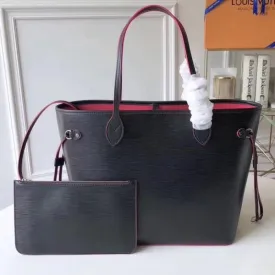 Epi Leather Neverfull Mm Bag Noir/rosy 2018 Collection