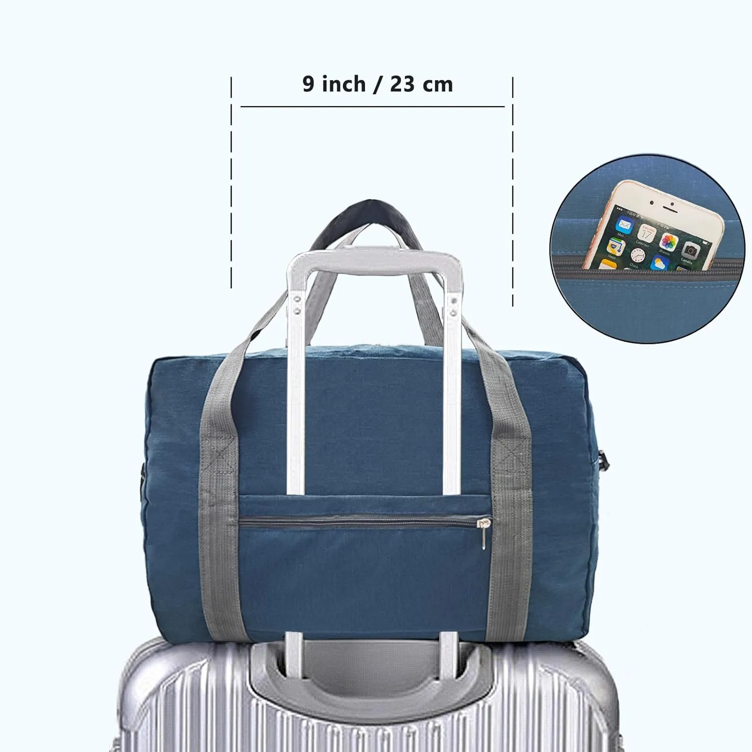 For Spirit Airlines Personal Item Bag 18x14x8 in Underseat Carry-on Luggage foldable Travel Duffle Bag for Airplanes(30L, Navy)
