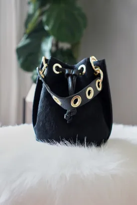 Fritz Italian Leather Bucket Bag Black